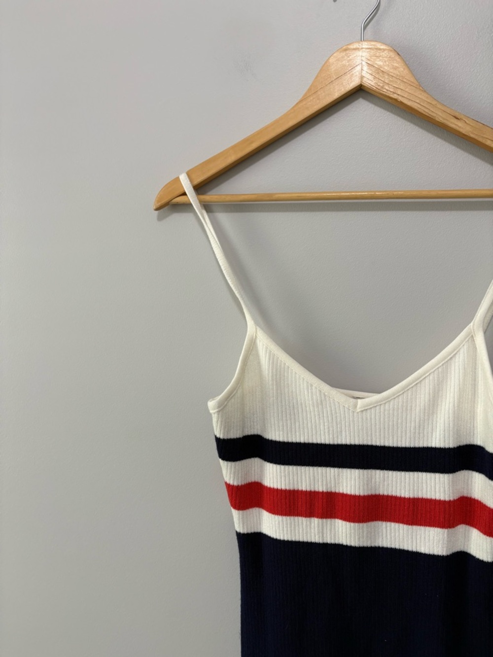 All American Classic Red White And Blue Sleeveless Ribbed Striped Knit Dress - Picture 2 of 5